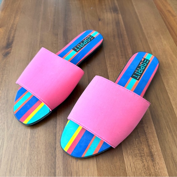 Esprit Vintage Vibrant Pink Striped Sandals - Picture 1 of 9